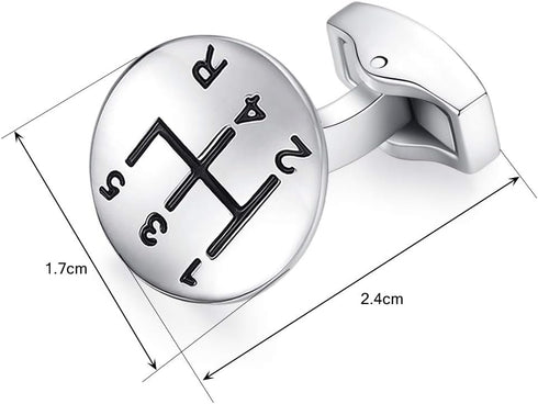 HONEY BEAR Car Gear Speed Stick Retro Cufflink for Men Shirt Wedding Gift Silver...