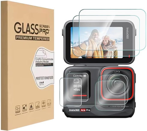 Lens Screen Protector for Insta360 ACE Pro Camera,Tempered Glass Film for Insta360 ace Pro, Ultra HD, 9H Hardness, Scratch Resistant [Not fit Inst...