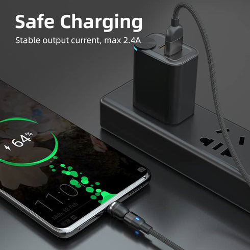 Magnetic Charging Cable, 540 ° Rotating Magnetic Phone Charging Cable with LED Light, 3-in-1 Nylon Woven Magnetic Phone Charger, Compatible with T...