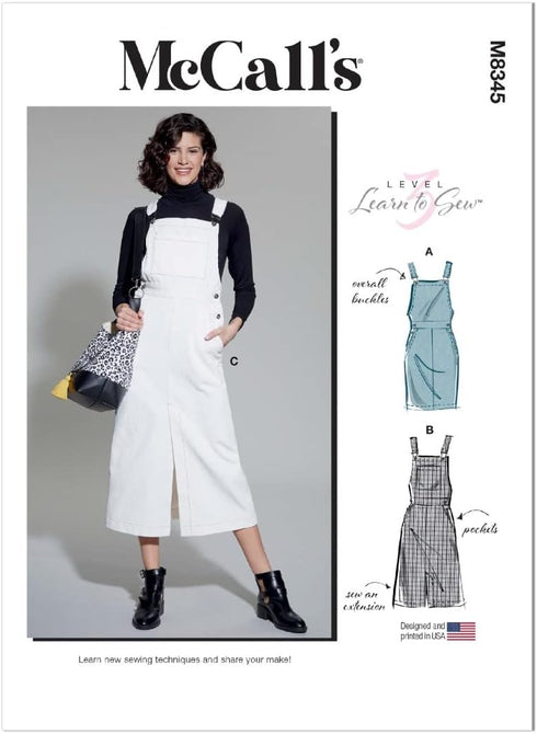 McCall's Learn Misses' Skirt Overalls Sewing Pattern Kit, Design Code M8345, 6-8-10-12-14, Multicolor...
