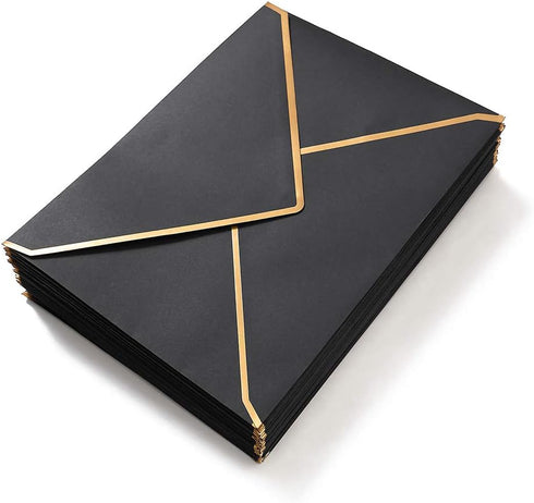 50 Pack A6 Envelopes 4x6 Card Envelopes Self-Adhesive V Flap Envelopes with Gold Border for Office, Wedding Gift Cards, Invitations, Graduation, B...