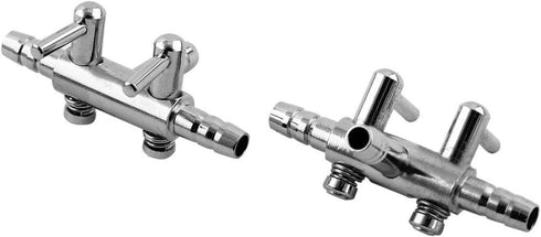Stainless Steel 2 - Way Aquarium Chrome Metal Gang Manifold Air Line Control Valve Air Tap Air Splitter 2pcs...
