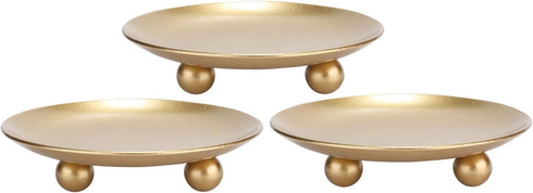 Iron Plate Candle Holder, Gold, Decorative Iron Pillar Candle Holder, Set of 3,Candle Stand for Wax Candles...