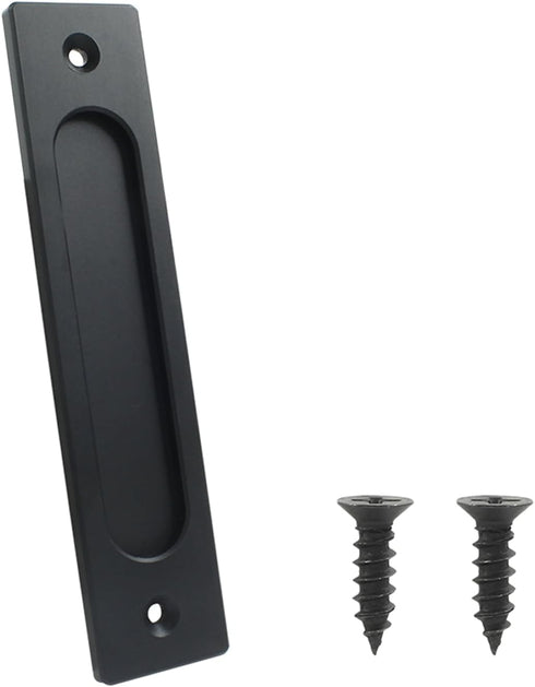 7 Inch Flush Pull, Rectangular Finger Flush Pulls Recessed Barn Door Handle Sliding Door Handles for Pocket Door, Gates, Garages, Sheds (Matte Bla...