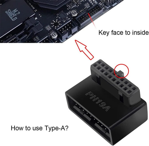 NFHK 1Set USB 3.0 20pin Male to Female Extension Adapter Up & Down Angled 90 Degree Overmold...