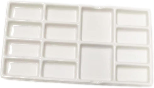 14 Wells Ceramic Artist Paint Palette - 8 Inch Porcelain Watercolor Painting Palette Ceramic Mixing Tray for Painters...