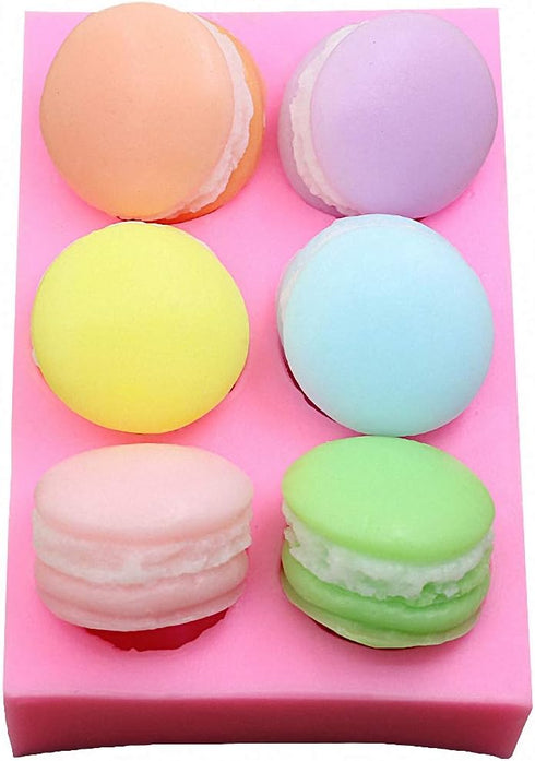 6-Cavity 3D Macaron Hamburger Silicone Mold for Fondant, Cake/Cupcake Decorating, Baking, Gum Paste, Chocolate, Candy, Polymer clay, Mini Soap, Ba...