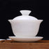 Gaiwan White Glaze Porcelain Teacup kung Fu Tea Service Set for Home Office Decoration (100ml)...