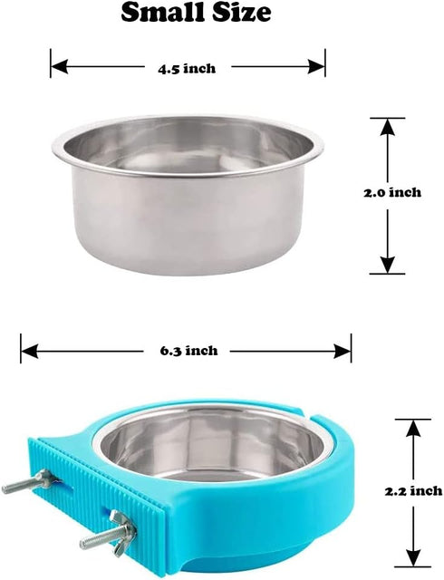 Crate Dog Cat Bowls, Removable Stainless Steel Hanging Pet Cage Bowls for Kennel, Crate Food Water Feeder Bowls with Bolt Holder for Cat, Puppy, R...