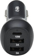 Tripp Lite USB Car Charger, 3 Port USB Car Charger, 36W Max - USB-C PD 3.0 Up to 18W, 2 USB-A QC 3.0 Up to 36W, Black (U280-C03-36W-1B)...