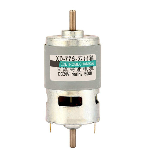 775 DC 12V/24V 50W High Electric Motor, 4500/9000RPM Dual Output Shaft Ball Bearing Electric DC Motor Driver for DIY Parts by Walfron (24V9000RPM)...
