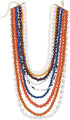 Multi-Layered Beaded Pearl Choker Necklace, Flapper Beads Cluster Long Choker Necklace, Multi-Strand Statement Necklace...