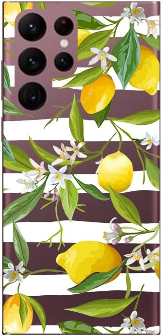 Blingy's for Samsung Galaxy S22 Ultra Case, Tropical Floral Lemon Pattern Cute Flower Fruits Style Transparent Soft TPU Protective Clear Case 6.8 ...
