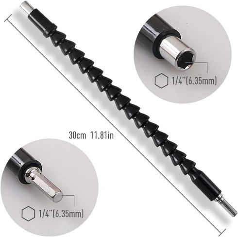 Universal Socket Wrench, Self-adjusting Socket Fits Standard 1/4''-3/4'' (7-19mm) with Ratchet Wrench Power Drill Adapter, 2Pcs 11.6'' Flexible Dr...