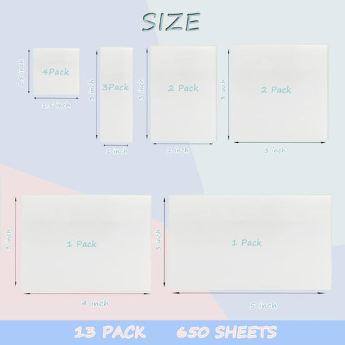 Transparent Sticky Notes 650 Sheets, Clear Sticky Notes, See Through Invisible Translucent Sticky Notes for School, Office 13 Packs, (1.5"x1.5", 3...