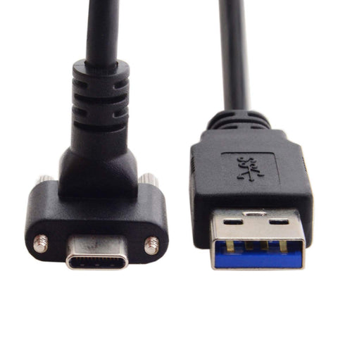 JSER Down Up Angled USB 3.1 Type-C Dual Screw Locking to Standard USB3.0 Data Cable 90 Degree Compatible for Camera...