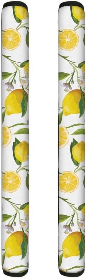 Jiueut 2 Pack Yellow Lemon Print Refrigerator Handle Covers,Kitchen Appliance Handle Covers Antiskid Protector Gloves for Fridge Oven Keep Off Fingerprints,Stain