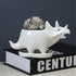 Cute Dinosaur Succulent Planter Pot with Drainage Tray, White Ceramic Cactus/Flower Container, Animal Bonsai Holder for Air Plants...