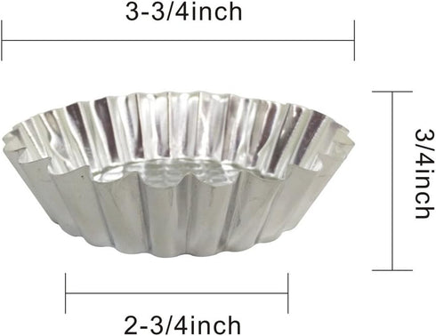 Set of 30, 3-3/4" Fluted Design Round Shape Non-stick Aluminum Tart Mold, Mini Pie Tin, Tartlet Pan...