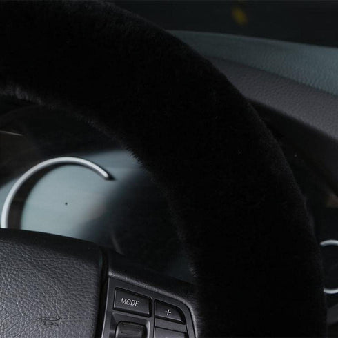 Wool Car Steering Wheel Cover 100% Australia Sheepskin Fur Steering Wheel Protector, Fluffy Warm Durable and High Elasticity Suit for Steering Whe...