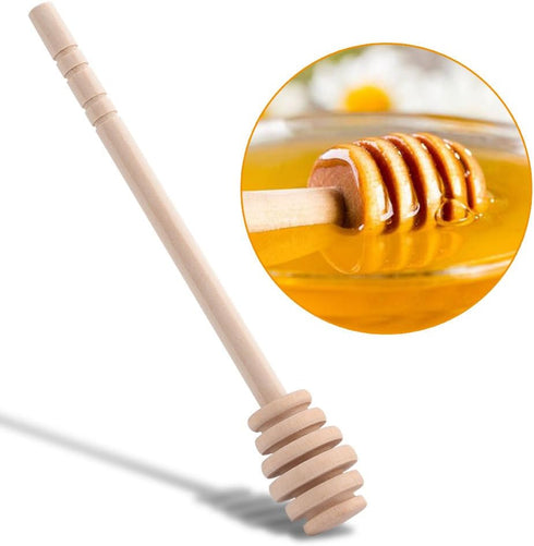 50Pcs/set Portable Mini Honey Dipper, Wooden Muddler Honey Stick for Honey Jam Jar Dispense, Mini Individually Wrapped, Wedding Party Favors (10.5...