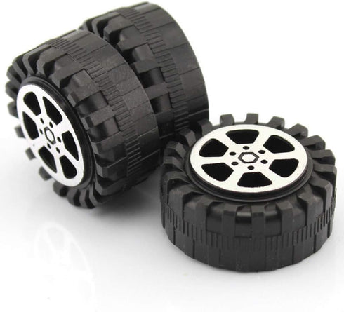 4pcs Model Car Wheels 42mm Plastic DIY Toy Wheels Black for 2mm Shaft...