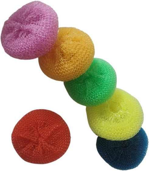 Plastic Dish Scrubbers for Dishes, Nylon Pot Round Scrubber Scouring Pad, Colorful Non Scratch Mesh Scouring Dish Pads Scrubbers for Cookware (24 ...
