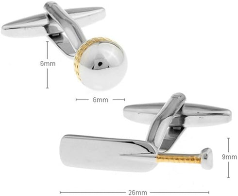 3D Cricket Set Cufflinks Ball and Bat Cuff Links...