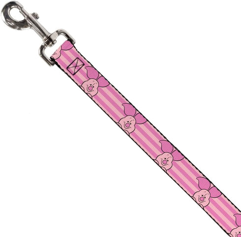 Disney Pet Leash, Dog Leash, Winnie The Pooh Piglet Expression Close Up Stripe Pinks, 4 Feet Long 0.5 Inch Wide...