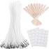 Bulk 6-Inch Candle Wicks - 100 Pcs with Wick Stickers & Centering Device for Soy/Beeswax Candle Making...