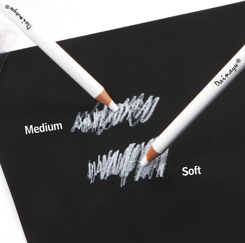dainayw 6 Pcs White Charcoal Pencils Drawing Set, Professional Smooth Soft & Medium Sketching Pencil Art Supplies for Drawing, Highlighting, Sketc...