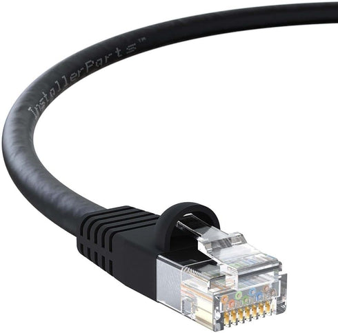 InstallerParts 8 FT Black Cat6 Ethernet Cable - 1 Pack - 10Gbps, Cat6 Patch Cable, Compatible with Laptops, PCs, Mac, Network Servers, Printers, R...