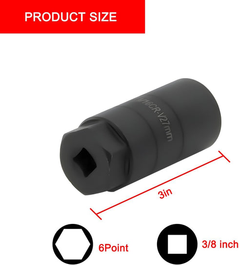Car Oil Pressure Sensor Socket, 6 Point Automotive Professional Switch Socket Fits 3/8" Drive 1-1/8" Hex Wrench, Quick Removing Installing Oil Sen...