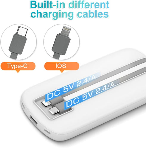 Portable Charger with Built in Cables, Portable Power Bank 10000mAh, with 2 Integrated Charging Cables, 5 Outputs, LED Display, Slim Battery Pack,...