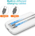 Portable Charger with Built in Cables, Portable Power Bank 10000mAh, with 2 Integrated Charging Cables, 5 Outputs, LED Display, Slim Battery Pack,...