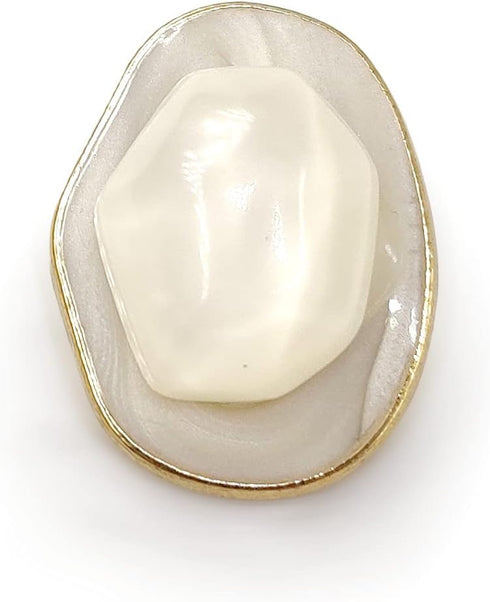 Metal Base Fried Egg Shape White Sewing Shank Buttons 20 Pcs - 23mm, 7/8"...