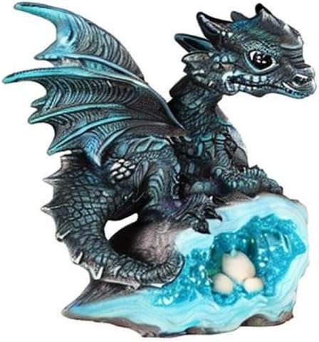 George S. Chen Imports Le Elegant 71581 Blue Medieval Baby Dragon with Crystal Egg Nest Decorative Figurine...
