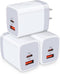 USB C Power Adapter,3Pack 20W 2 Port PD&QC 3.0 Type C Fast Charging Block Wall Charger Compatible for iPhone 16e 16 15 14 13 12 11 Pro Max,SE,iPad...