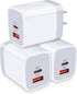 USB C Power Adapter,3Pack 20W 2 Port PD&QC 3.0 Type C Fast Charging Block Wall Charger Compatible for iPhone 16e 16 15 14 13 12 11 Pro Max,SE,iPad...