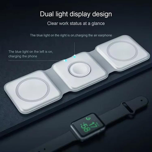 Wireless Charging Station: 3 in 1 Foldable Charging Station for iPhone, Wireless Charger for iPhone 15, 14, 13 Pro Max, Apple Watch & AirPods, Whi...