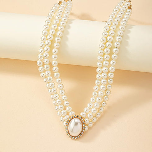 Denifery Boho 3 Tier Dainty Rhinestones Pearls Chunky Short 1920s Choker Necklace Chain Multilayer Choker Pendant Necklaces Prom Party for Women...