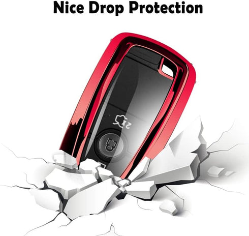 Car Key Fob Cover,Compatible with Ford F-150 F-250 F-350 Ecosport Edge Explorer Fusion Mustang Key Fob Silicone TPU Protective Case Holder Shell w...
