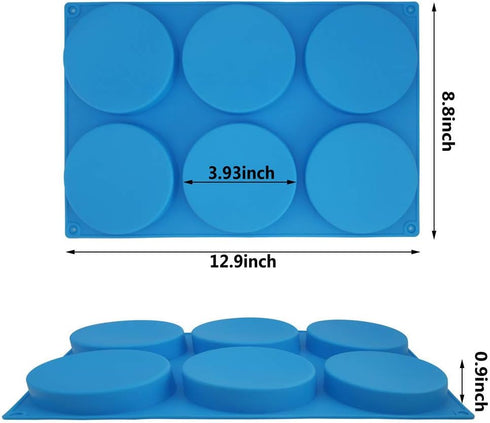 6-Cavity Large Cake Molds Silicone Round Disc Resin Coaster Mold Non-Stick Baking Molds, Mousse Cake Pan, French Dessert, Candy, Soap (Blue)...