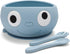 Big Eyes Baby Suction Bowl Self Feeding Set | Baby Fork and Spoon Set | Food Grade Silicone Plate for Babies & Toddlers | 4+ months (Blue)...