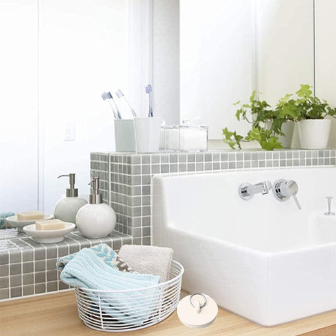 Bath Tub Drain Stoppers, 4 Pieces Sink Bathtub Plug Rubber Kitchen Bathroom Laundry Bar Water Stopper Seal with Hanging Ring for Shower Faucet Cov...