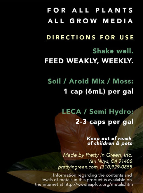 Premium Concentrated Liquid Fertilizer - Makes 40gal - LEAF LUX by Pretty in Green - ALL Plants ALL Media LECA, Soil - Indoor Plants...