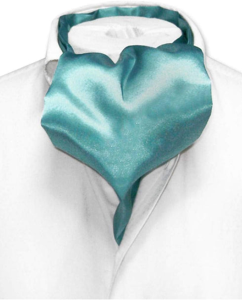 Biagio ASCOT Solid TURQUOISE AQUA BLUE Color Cravat Men's Neck Tie...