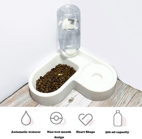 Double Dog Cat Bowls - Pets Water and Food Bowl Set with Automatic Water Bottle, Raised Pet Feeder Bowl for Cats and Small Dogs...