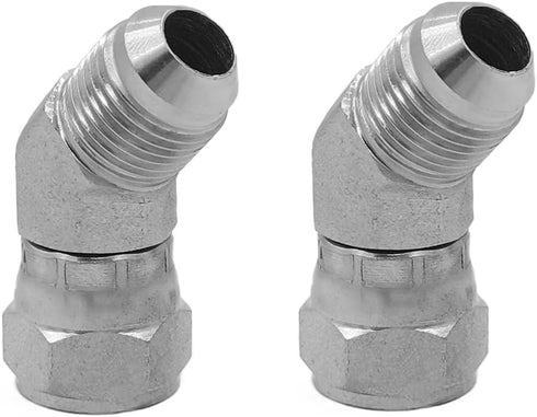 (2-PACK) 6502-04-04 Hydraulic Hose Adapter Fitting 1/4" Male JIC 37°Flare?7/16"-20 UNF?× 1/4" Female JIC 37° Swivel (7/16"-20 UNF) 45°Elbow Pipe J...