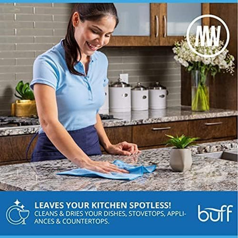 12" x 12" MW Pro Multi-Surface Microfiber Cleaning Cloths | Blue - 12 Pack | Premium Microfiber Towels for Cleaning Glass, Kitchens, Bathrooms, Au...